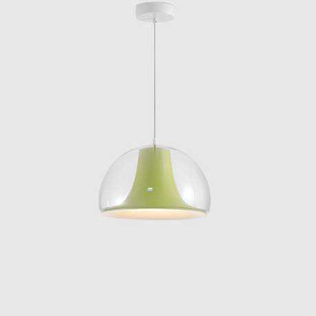 Modern Dome Pendant Light  White Glass With Orange Accent - Product detail 8