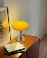 Retro Glass Desk Lamp  Orange Mushroom Shade Chrome Base - Product detail 15