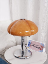 Retro Glass Desk Lamp  Orange Mushroom Shade Chrome Base - Product detail 13