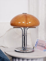 Retro Glass Desk Lamp  Orange Mushroom Shade Chrome Base - Product detail 14