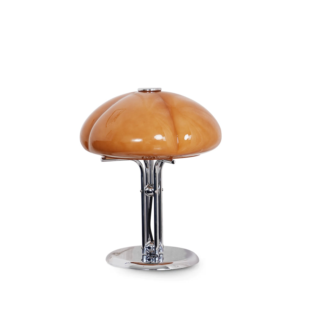 Retro Glass Desk Lamp  Orange Mushroom Shade Chrome Base - Product detail 23