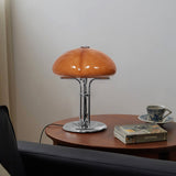 Retro Glass Desk Lamp  Orange Mushroom Shade Chrome Base - Product detail 18