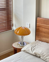 Retro Glass Desk Lamp  Orange Mushroom Shade Chrome Base - Product detail 7