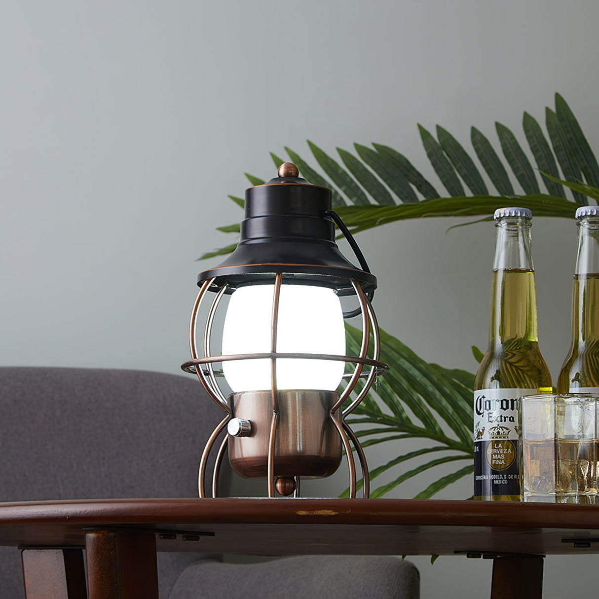 Vintage Railway Table Lamp  Metal Cage LED Lantern - Product detail 5
