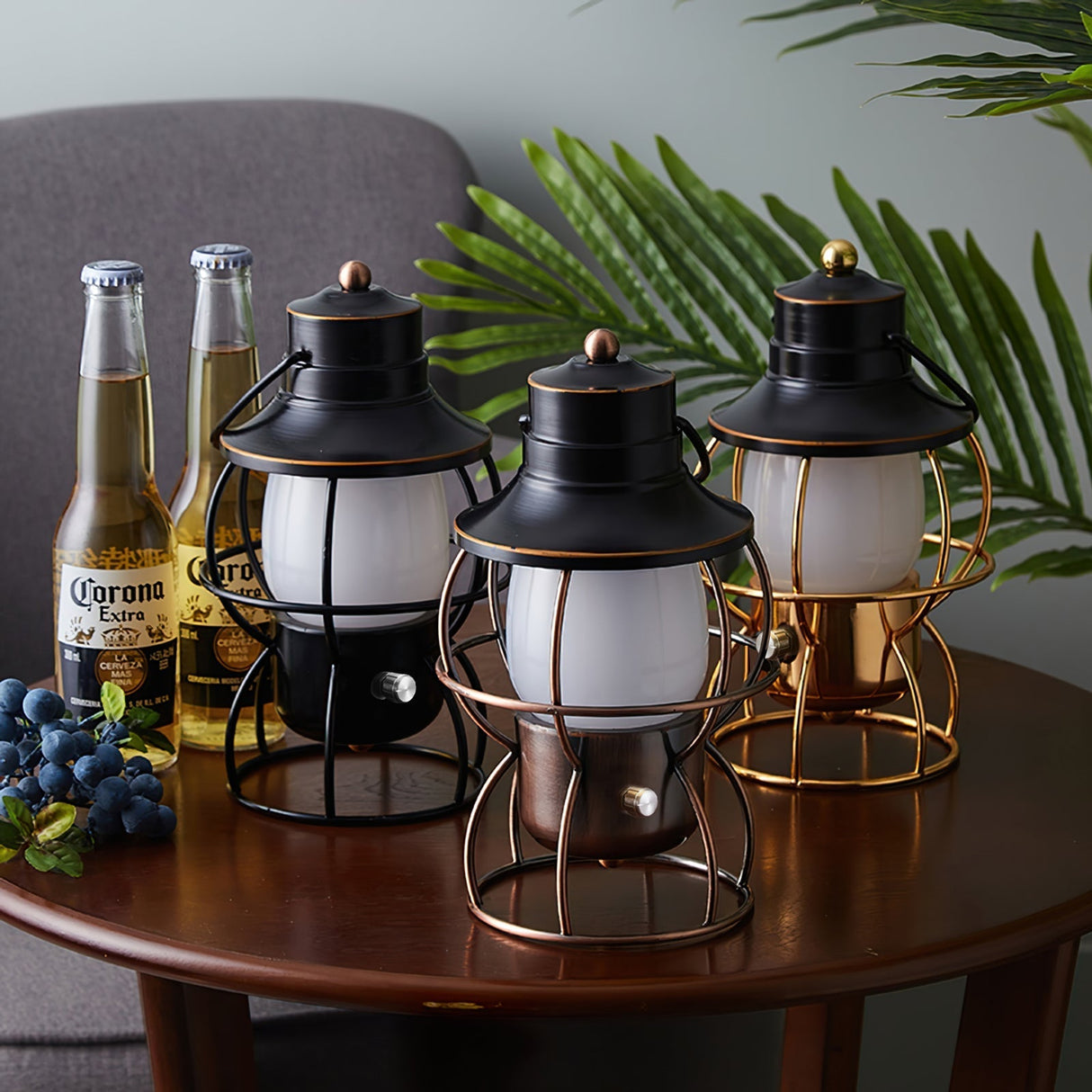 Vintage Railway Table Lamp  Metal Cage LED Lantern - Product example