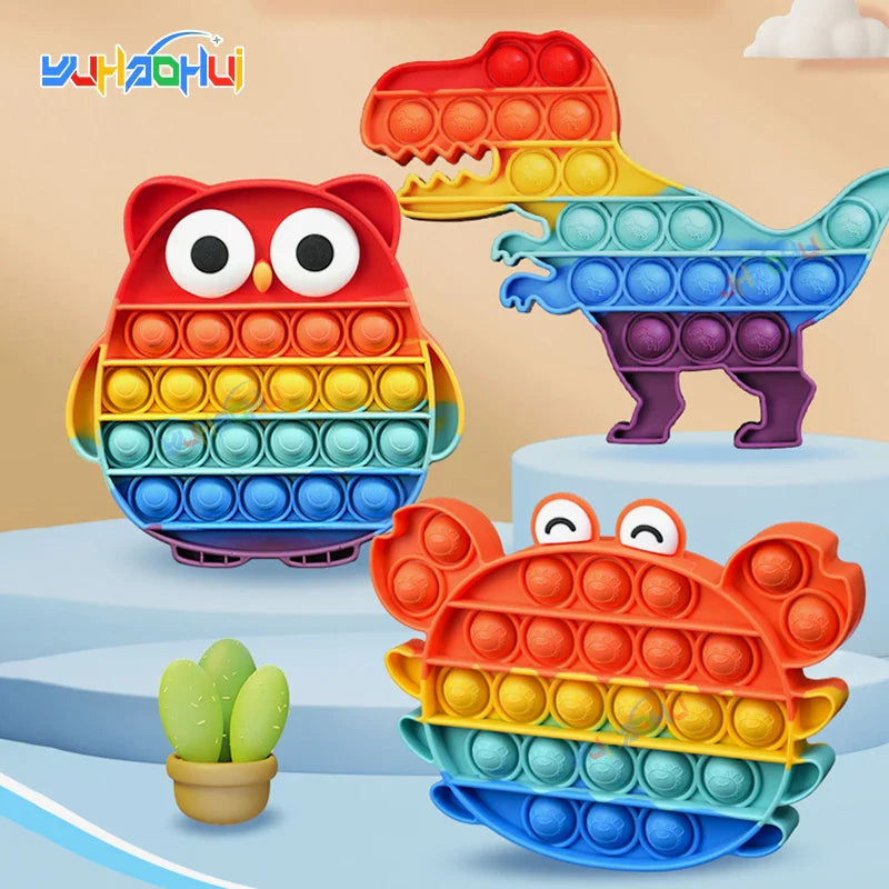 Sensory Pop Fidget Toy  Rainbow Animal Shapes Design - Product showcase