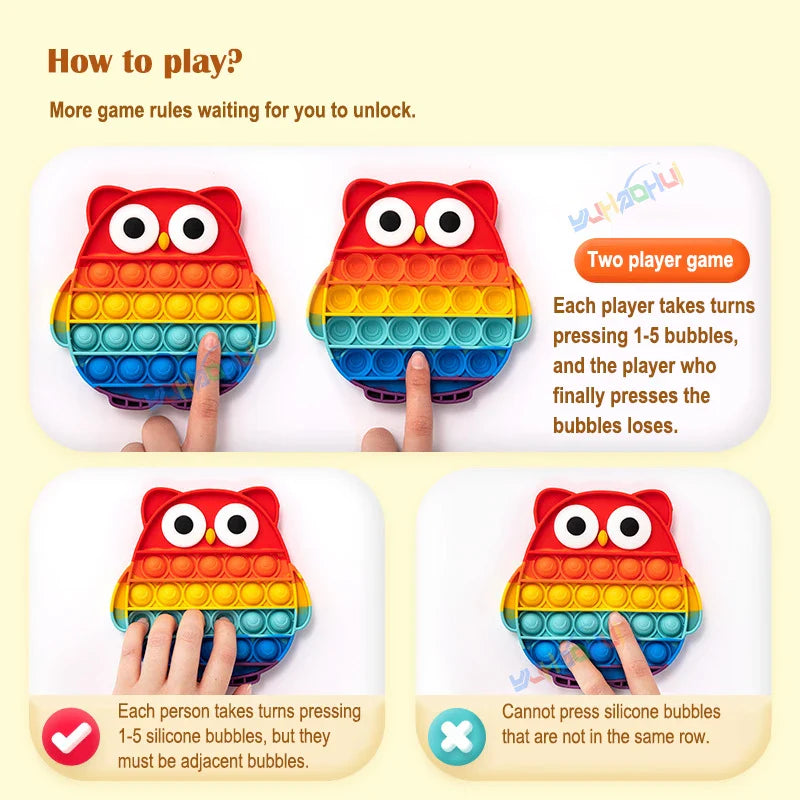 Sensory Pop Fidget Toy  Rainbow Animal Shapes Design - Product example