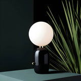 Modern Table Lamp  Metallic Base with Globe Shade - Detailed view