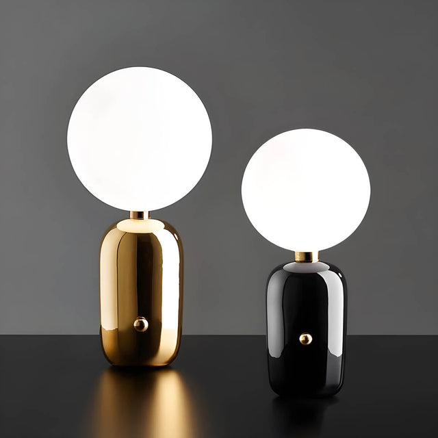 Modern Table Lamp  Metallic Base with Globe Shade - Product showcase