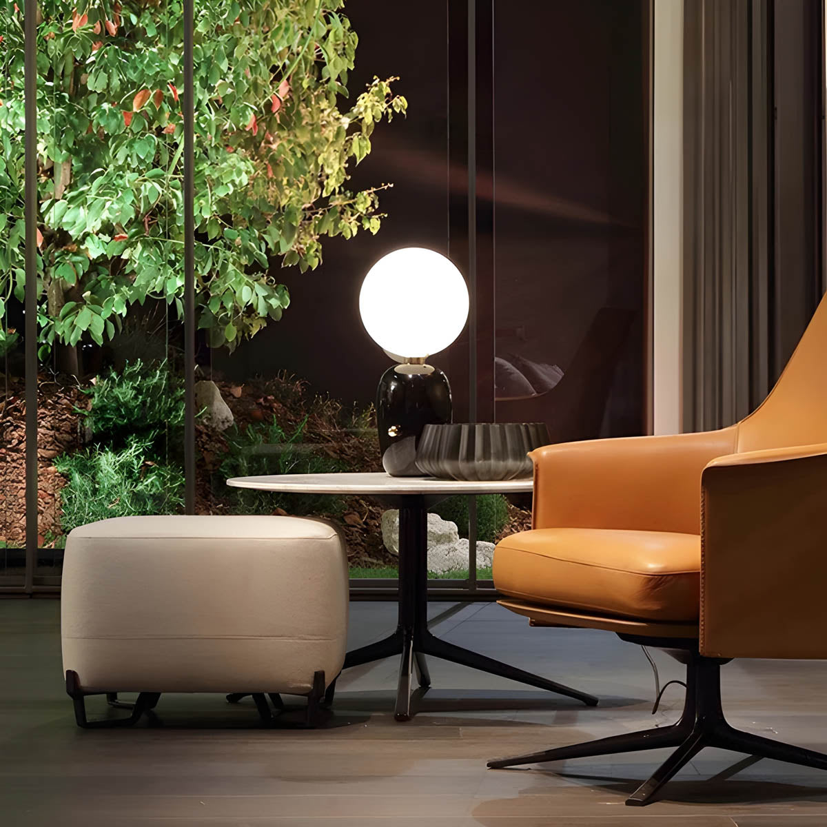 Modern Table Lamp  Metallic Base with Globe Shade - Product example