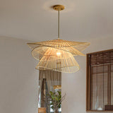 Japanese Pendant Light  Double-Tier Rattan Shade - Product example