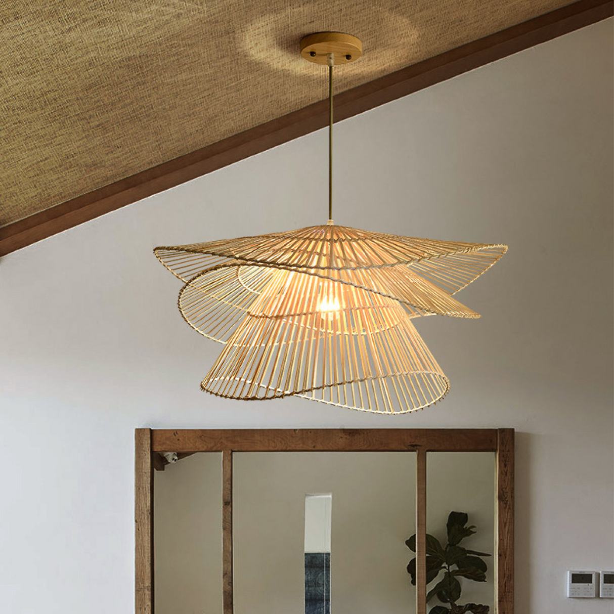 Japanese Pendant Light  Double-Tier Rattan Shade - Product detail 4