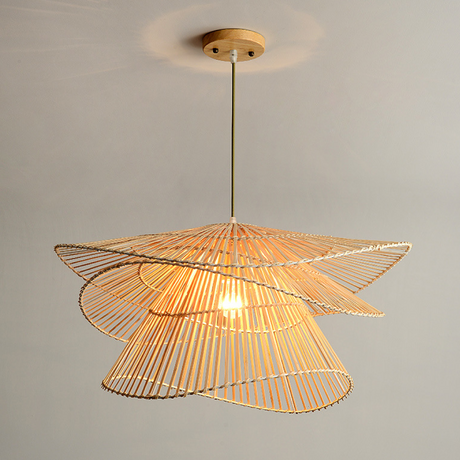 Japanese Pendant Light  Double-Tier Rattan Shade - Product detail 5