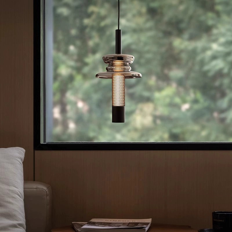 Modern Pendant Light  Geometric Mesh Metal Design - Detailed view