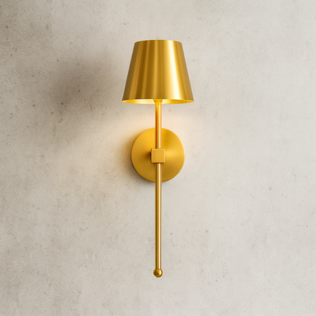 Modern Wall Sconce  Brushed Gold Metal Wireless Design - Product showcase