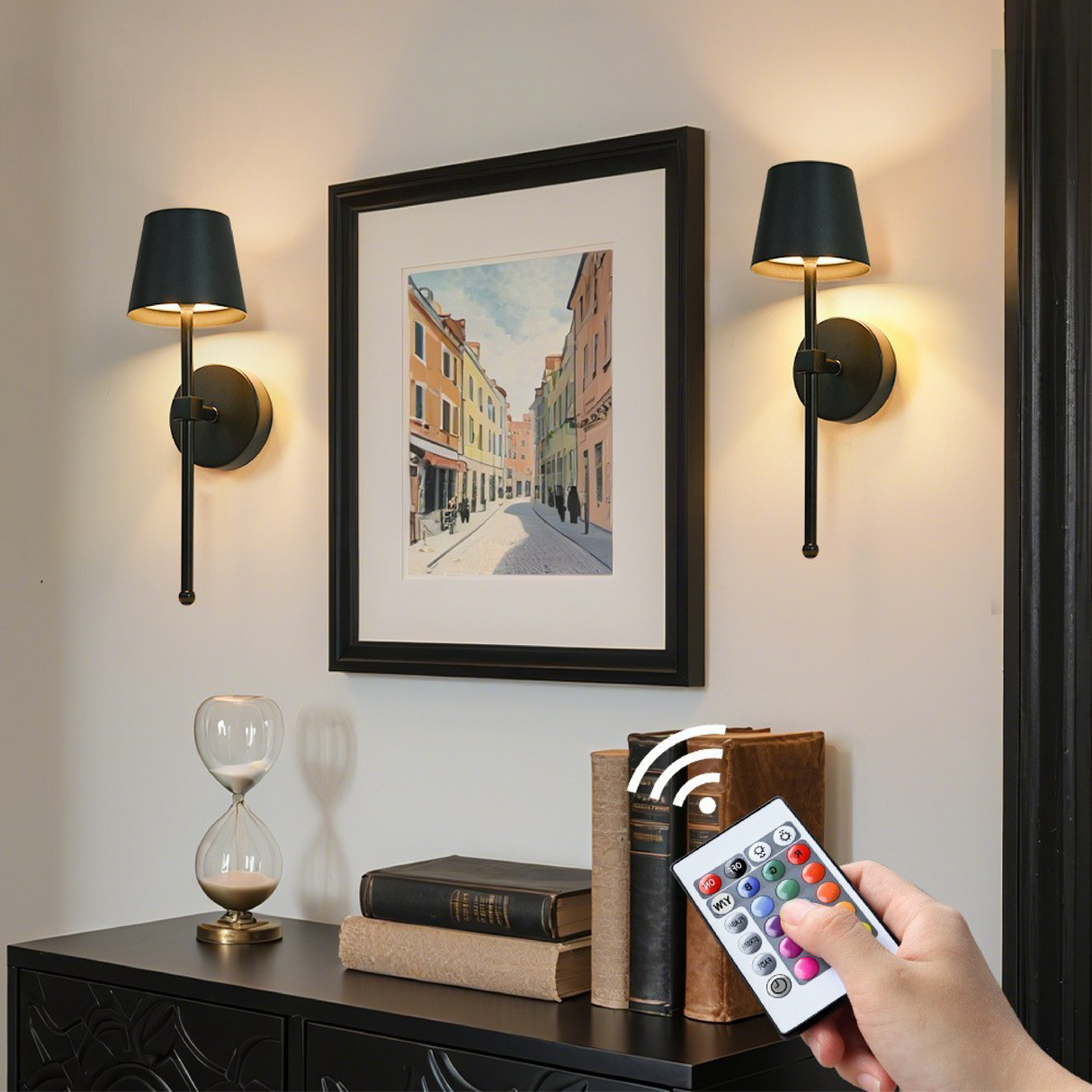 Modern Wall Sconce  Brushed Gold Metal Wireless Design - Product detail 4