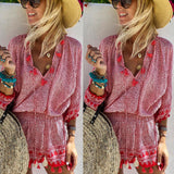 Bohemian Summer Mini Dress  Geometric Print with Tassel Details - Product example