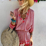 Bohemian Summer Mini Dress  Geometric Print with Tassel Details - Product showcase