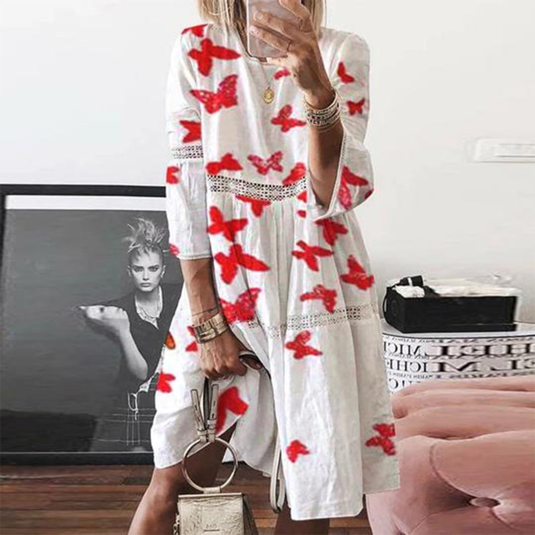 Cotton Lace Summer Dress  Embroidered Floral Eyelet Design - Product detail 5
