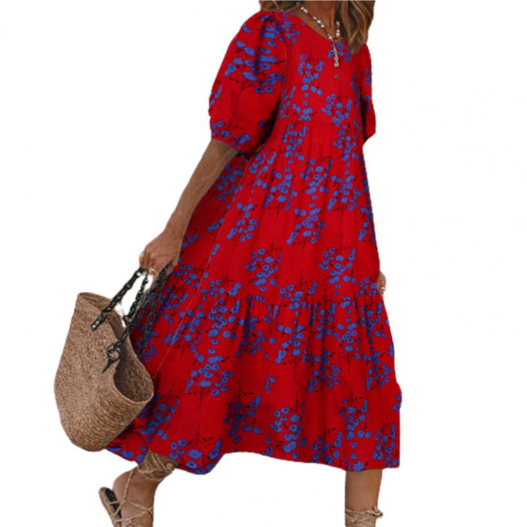 Polka Dot Midi Dress  Puff Sleeve Summer Style - Product detail 4