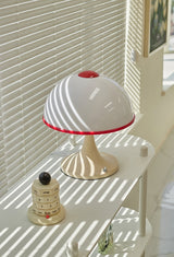 Retro Table Lamp  White Dome with Red Trim - Product detail 9