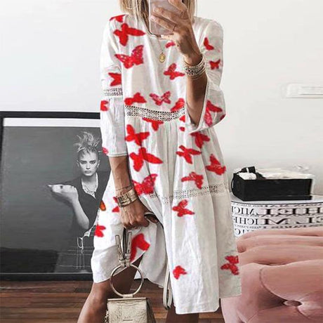 Cotton Lace Summer Dress  Embroidered Floral Eyelet Design - Product detail 11