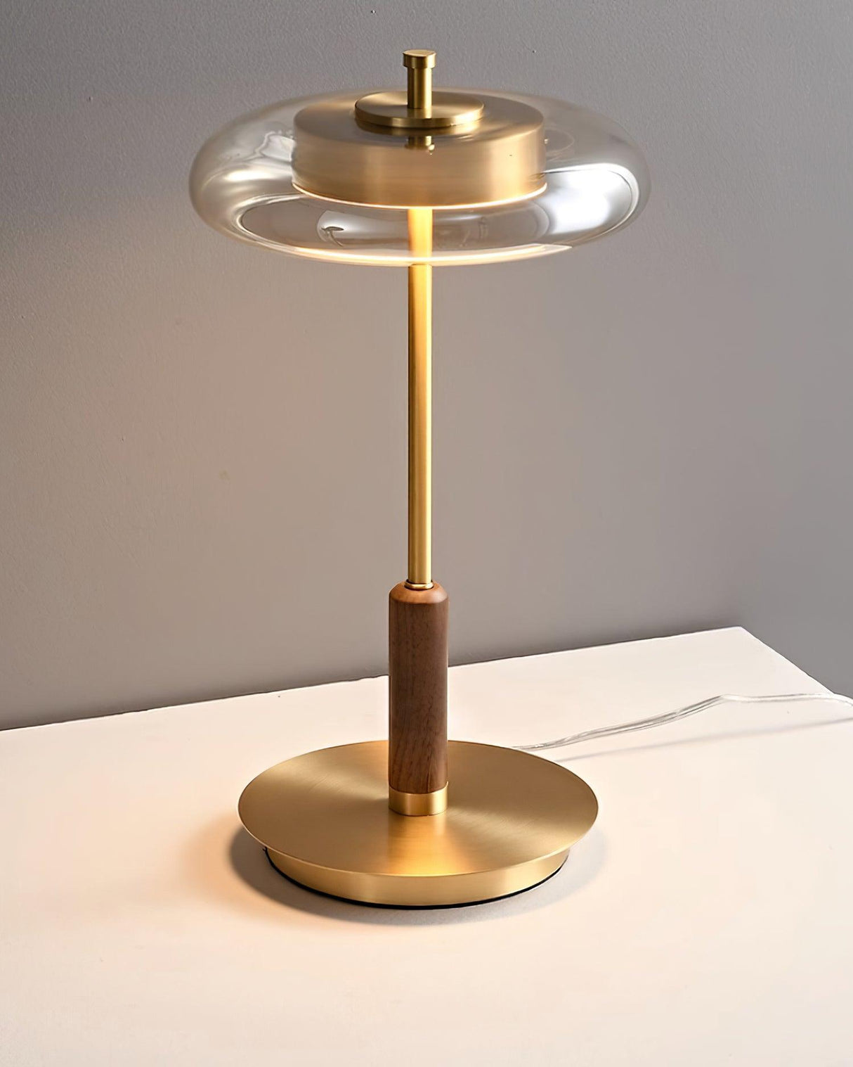 Modern LED Table Lamp  Glass Dome With Wood Accent - Product detail 7
