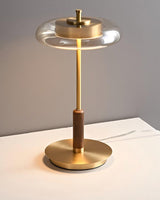 Modern LED Table Lamp  Glass Dome With Wood Accent - Product detail 7