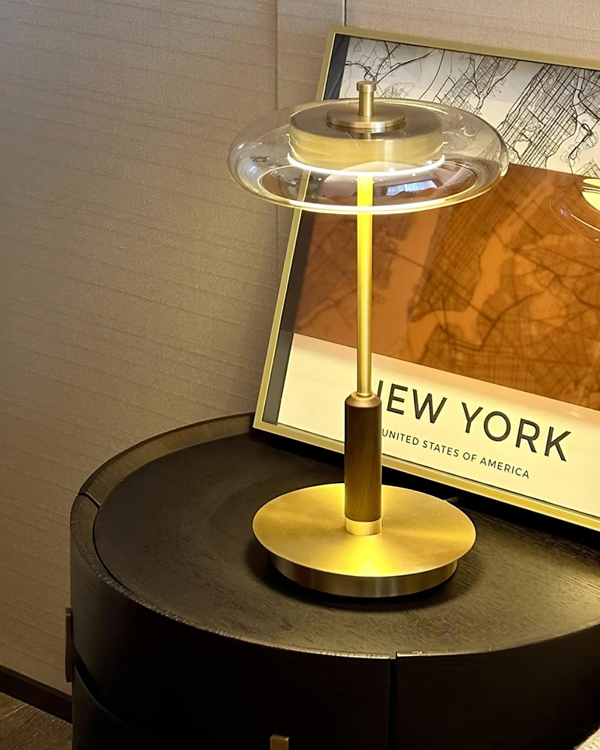 Modern LED Table Lamp  Glass Dome With Wood Accent - Product detail 14