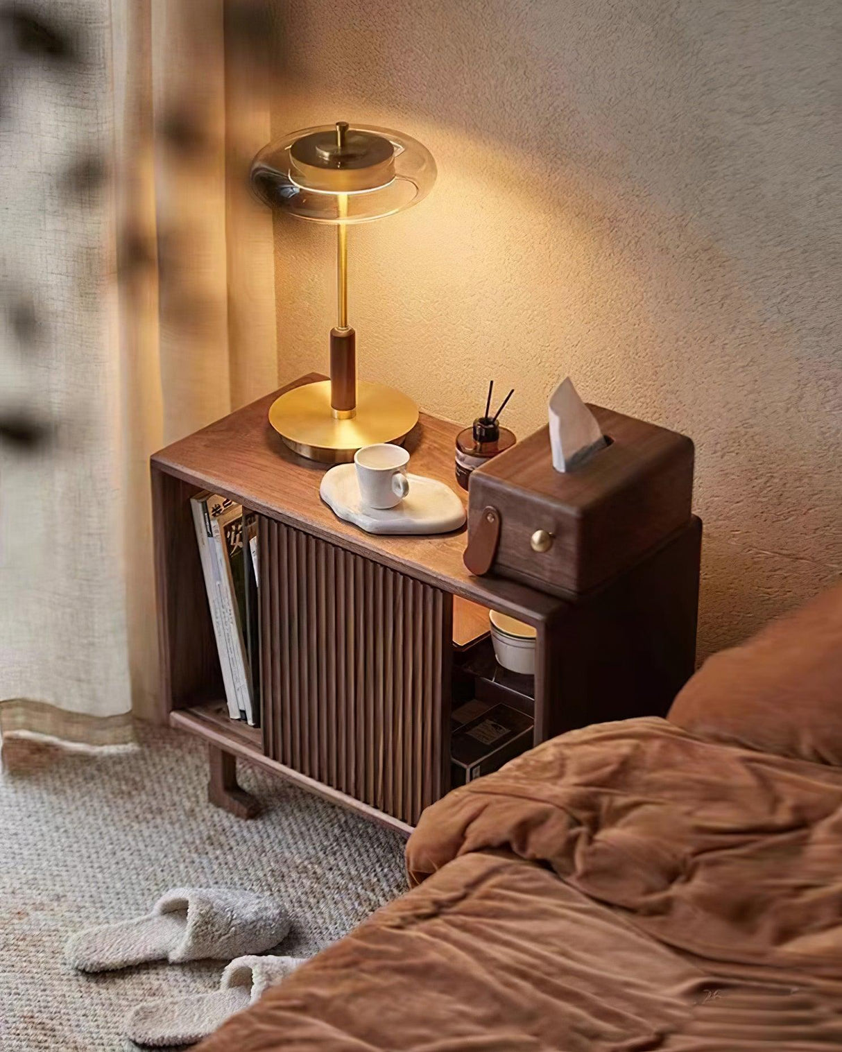 Modern LED Table Lamp  Glass Dome With Wood Accent - Product detail 5