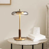 Modern LED Table Lamp  Glass Dome With Wood Accent - Product detail 6
