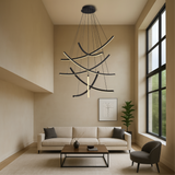 Modern LED Chandelier  Curved Geometric Design - Product showcase