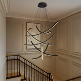 Modern LED Chandelier  Curved Geometric Design - Detailed view