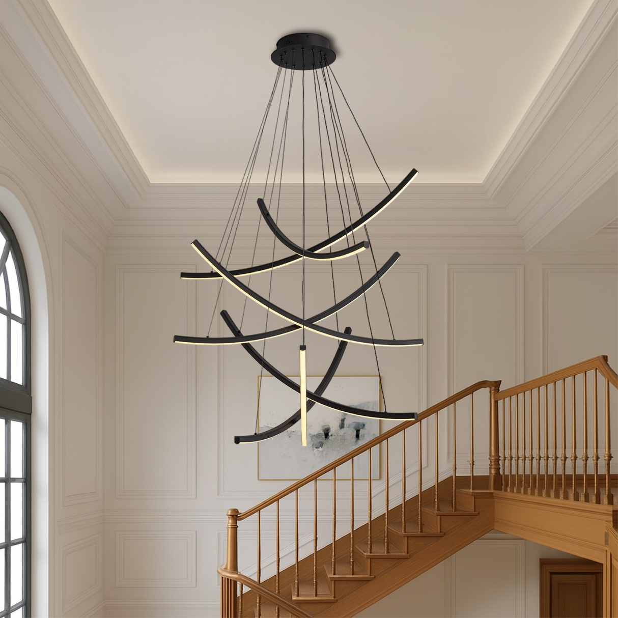 Modern LED Chandelier  Curved Geometric Design - Product example