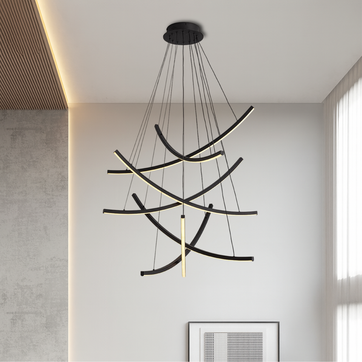 Modern LED Chandelier  Curved Geometric Design - Product detail 4