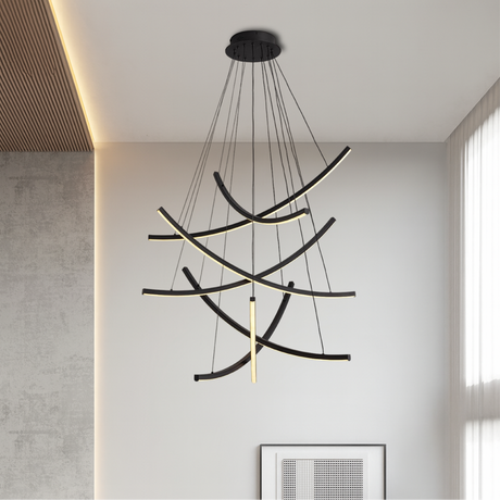 Modern LED Chandelier  Curved Geometric Design - Product detail 4