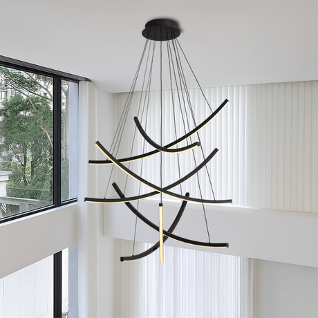 Modern LED Chandelier  Curved Geometric Design - Product detail 5