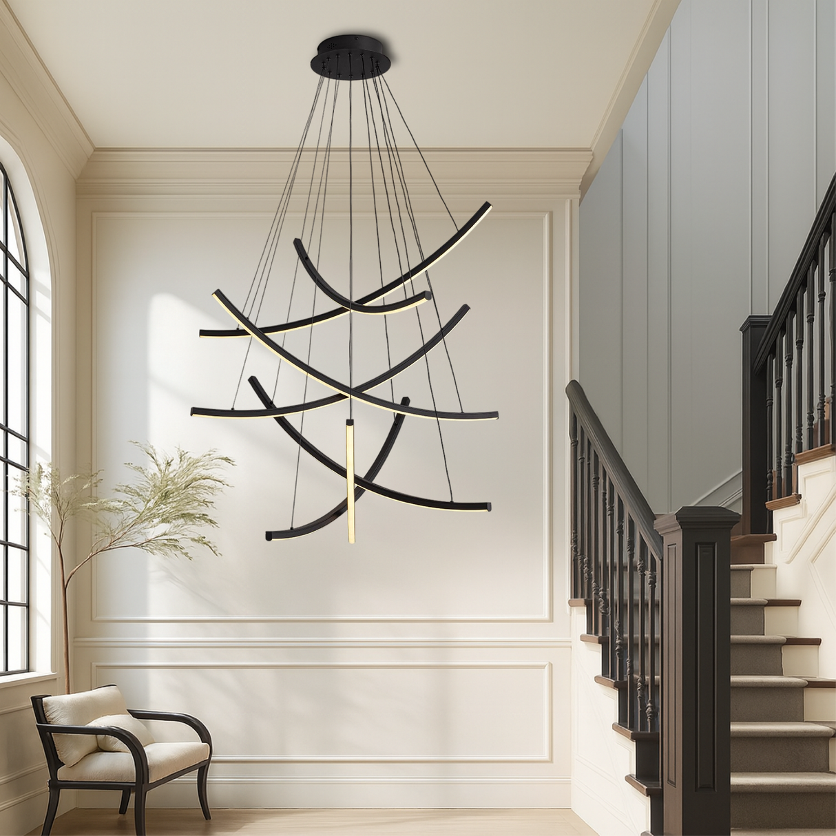 Modern LED Chandelier  Curved Geometric Design - Product detail 6