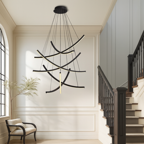 Modern LED Chandelier  Curved Geometric Design - Product detail 6