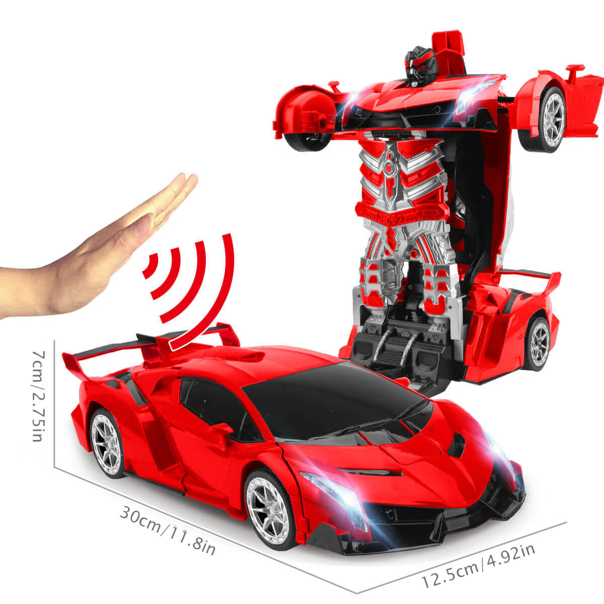Interactive RC Robot Car  LED Light  Sound Transforming Toy - Product example