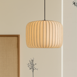 Japanese Pendant Light  Natural Silk Pleated Shade - Product showcase