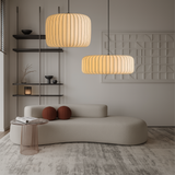 Japanese Pendant Light  Natural Silk Pleated Shade - Product example