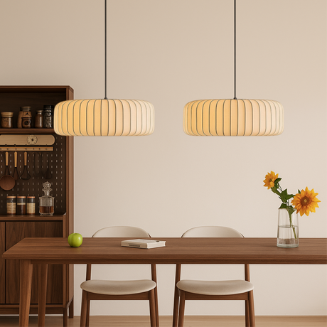 Japanese Pendant Light  Natural Silk Pleated Shade - Product detail 5