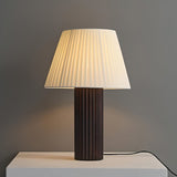 Modern Table Lamp  Ribbed Wood Base with Pleated Shade - Product detail 4
