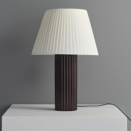 Modern Table Lamp  Ribbed Wood Base with Pleated Shade - Product detail 14