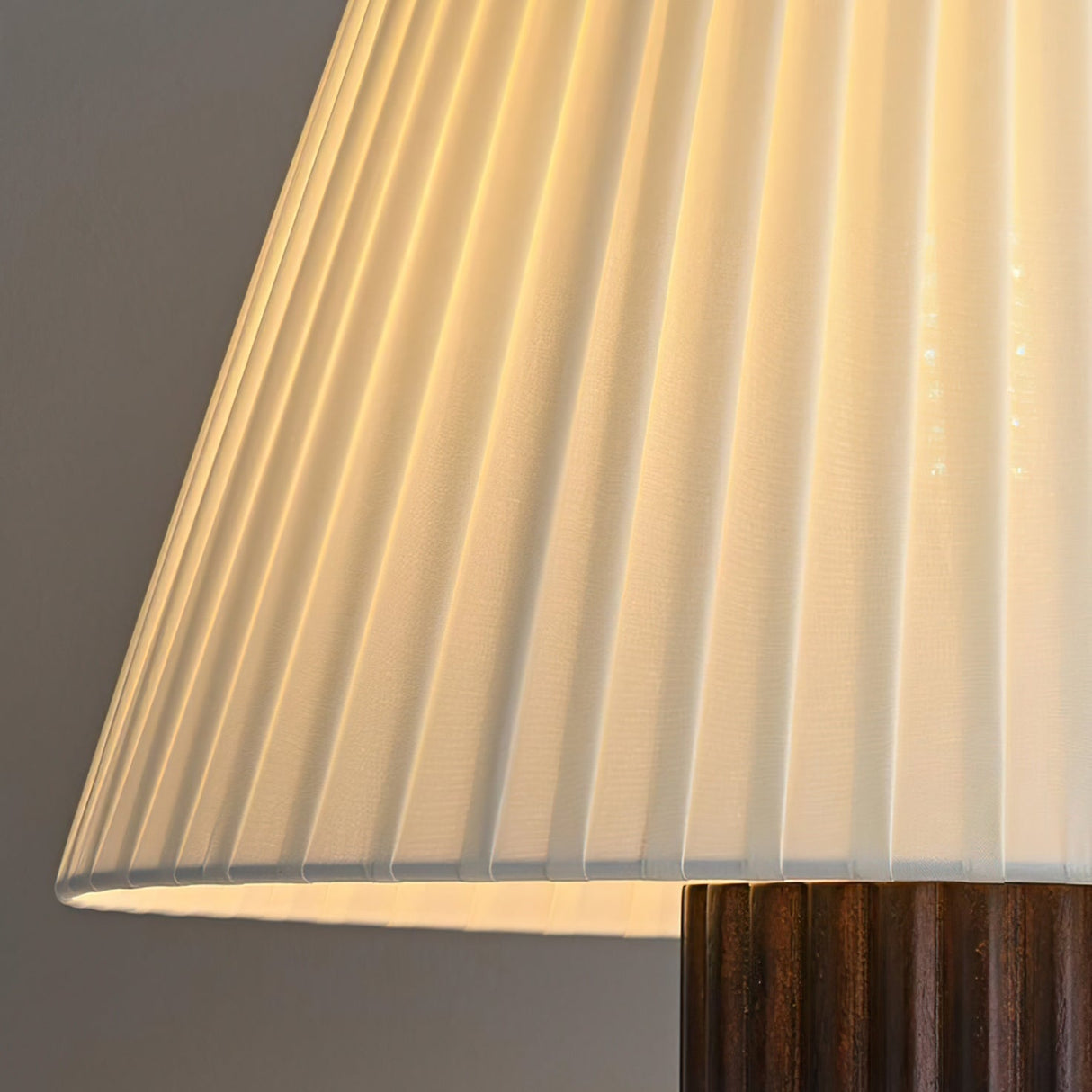 Modern Table Lamp  Ribbed Wood Base with Pleated Shade - Product detail 9