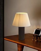 Modern Table Lamp  Ribbed Wood Base with Pleated Shade - Product detail 7