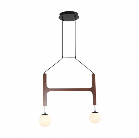 Modern Pendant Light  Dual Globe Wood Frame Design - Product showcase