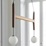 Modern Pendant Light  Dual Globe Wood Frame Design - Product detail 5