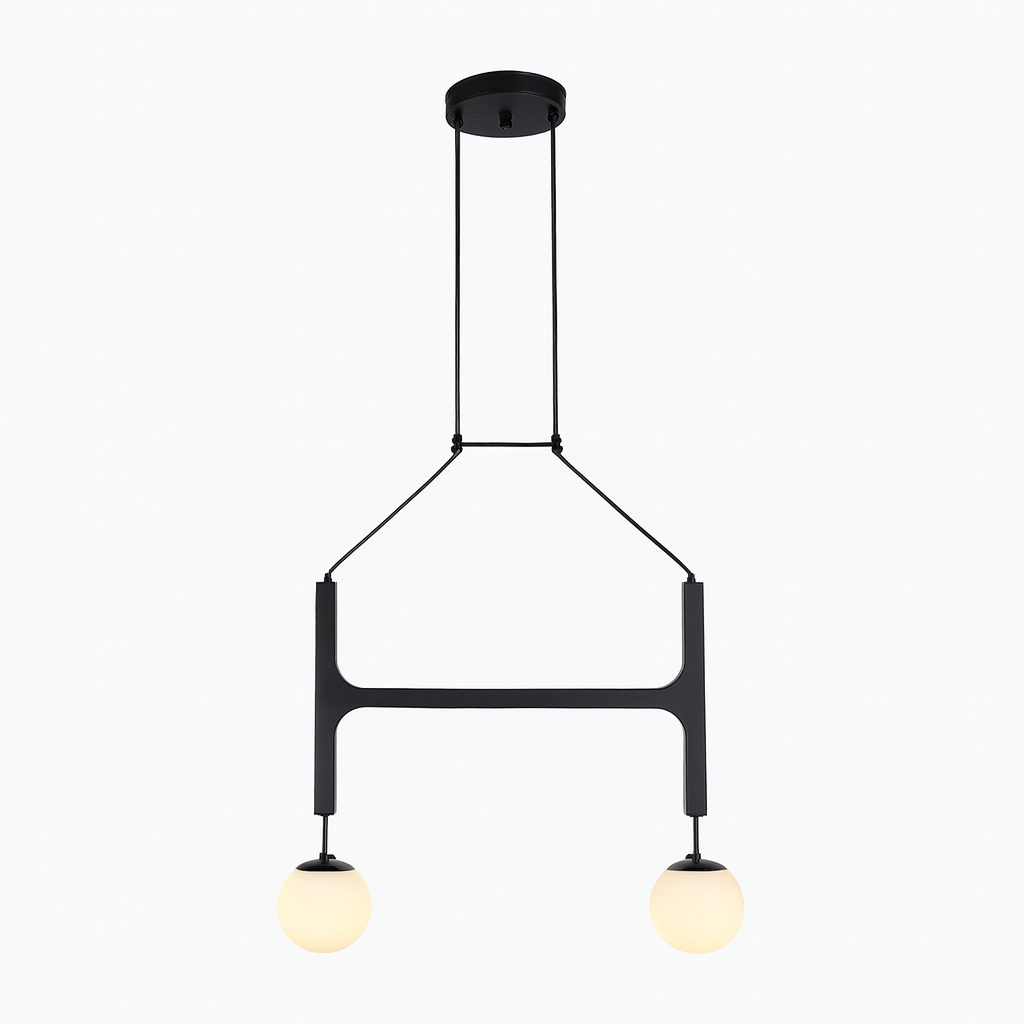 Modern Pendant Light  Dual Globe Wood Frame Design - Product detail 8